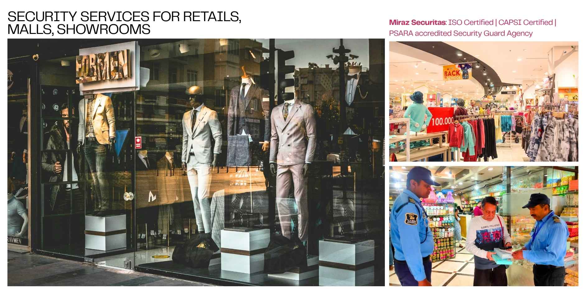Hire Security Guards for retail shop, Store, Malls Miraz Securitas